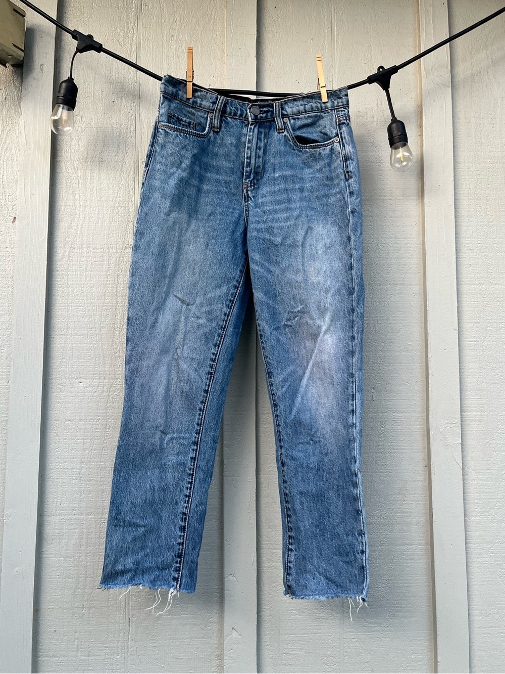 Blank NYC Blue Straight Leg Jeans with Vintage Wash